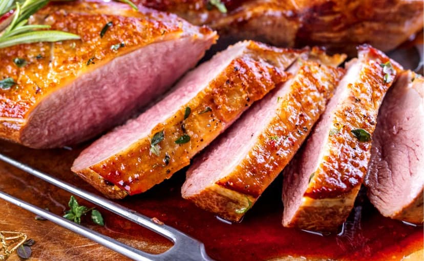 Grilled Duck with Mascarpone and Spicy Raspberries